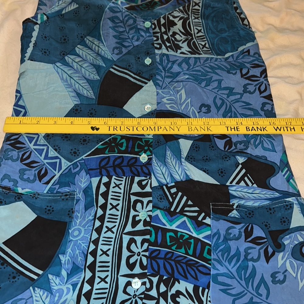 Jan Pedersen size 6 blue silk dress sleeveless button front New Without Tags - Picture 9 of 13